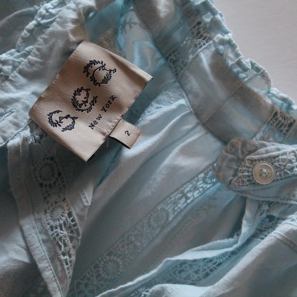 Sea NY Sky Blue Crochet-trimmed Cotton-voile Blouse Size 2 Net-A-Porter - Picture 6 of 7